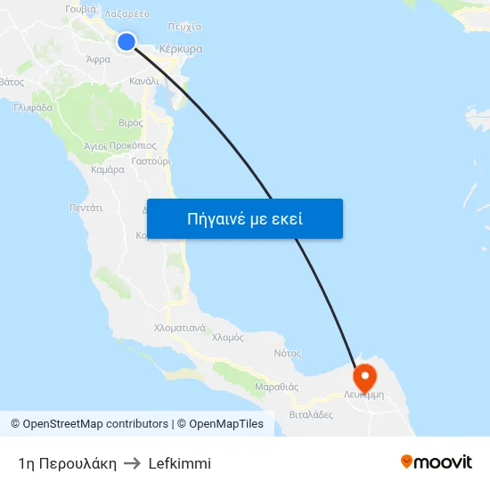 1η Περουλάκη to Lefkimmi map