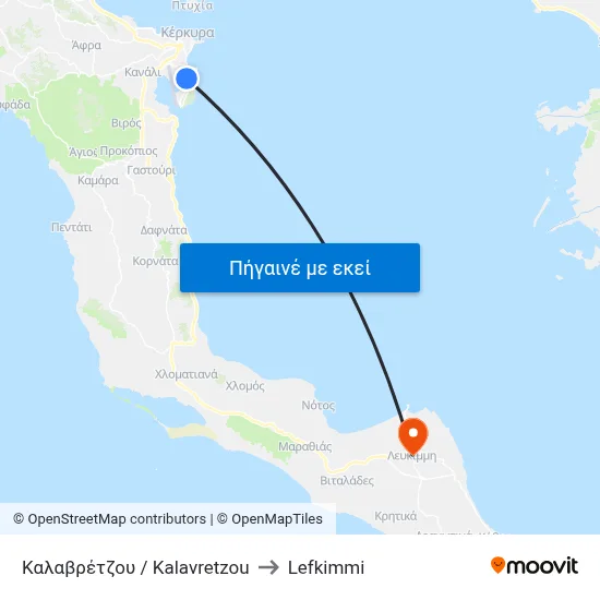 Καλαβρέτζου / Kalavretzou to Lefkimmi map