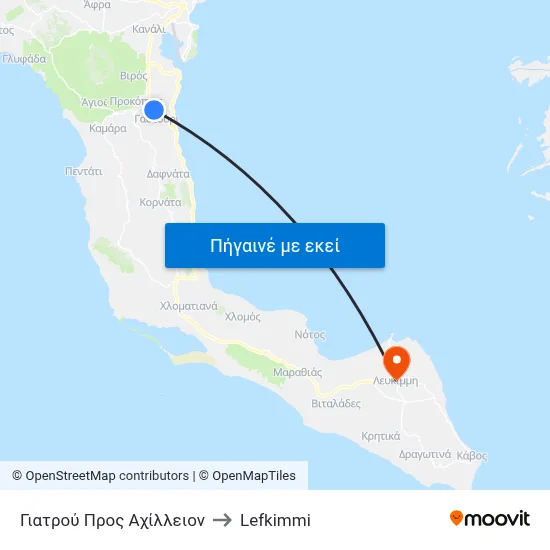 Γιατρού Προς Αχίλλειον to Lefkimmi map