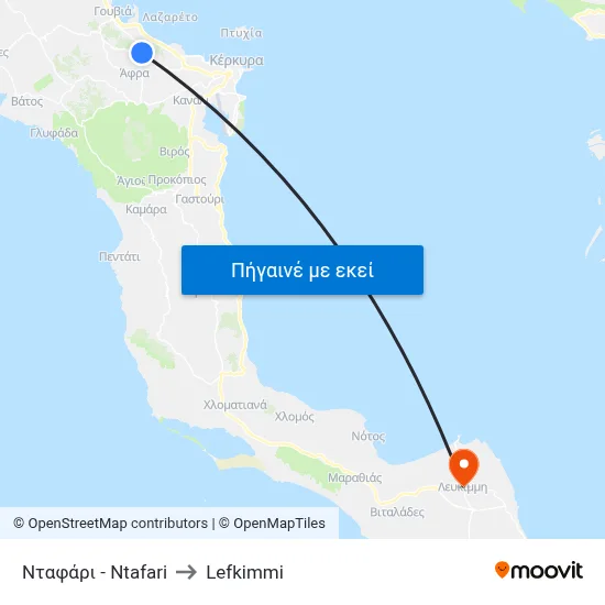 Νταφάρι - Ntafari to Lefkimmi map