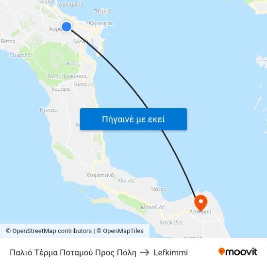 Παλιό Τέρμα Ποταμού Προς Πόλη to Lefkimmi map