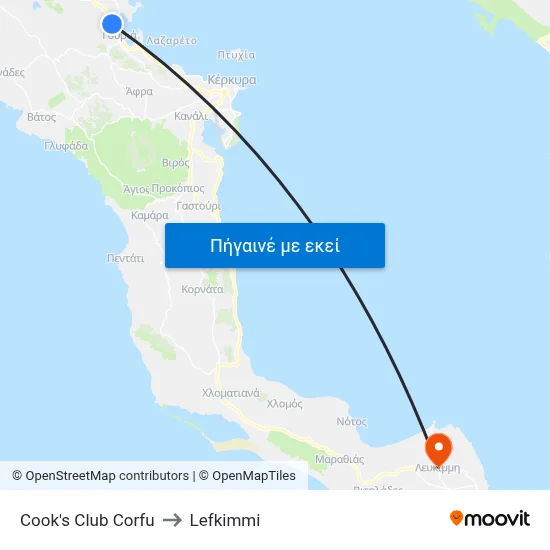 Cook's Club Corfu to Lefkimmi map