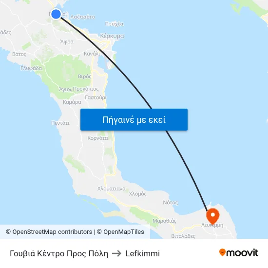 Γουβιά Κέντρο Προς Πόλη to Lefkimmi map