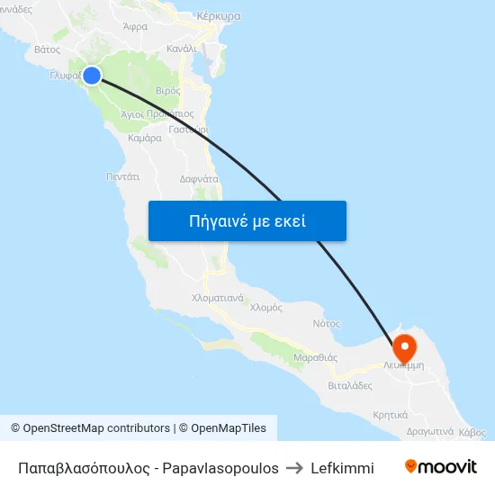 Παπαβλασόπουλος - Papavlasopoulos to Lefkimmi map