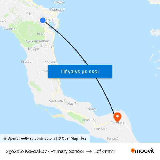 Σχολείο Καναλίων - Primary School to Lefkimmi map