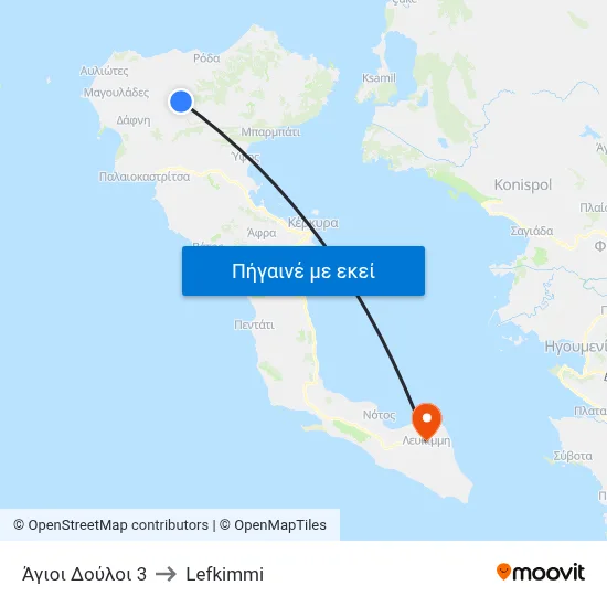 Άγιοι Δούλοι 3 to Lefkimmi map