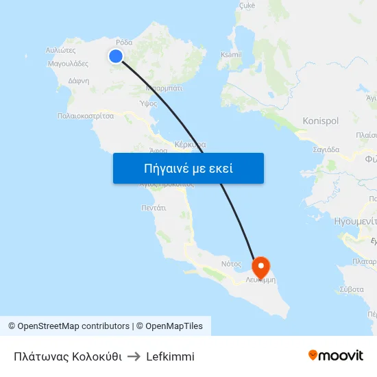 Πλάτωνας Κολοκύθι to Lefkimmi map
