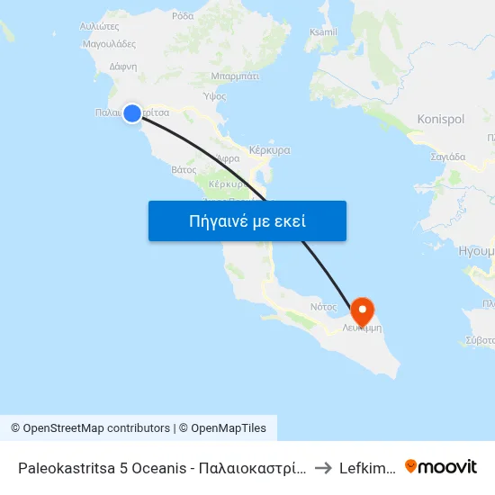 Paleokastritsa 5 Oceanis - Παλαιοκαστρίτσα 5 to Lefkimmi map