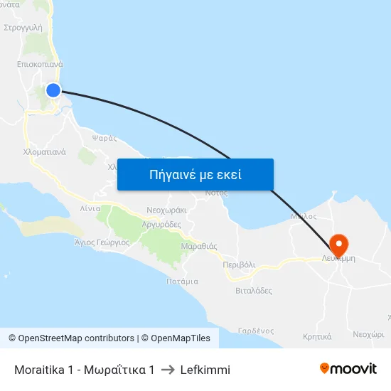 Moraitika 1 - Μωραΐτικα 1 to Lefkimmi map
