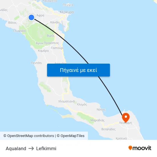 Aqualand to Lefkimmi map