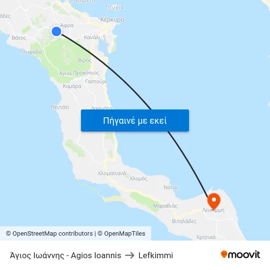 Άγιος Ιωάννης - Agios Ioannis to Lefkimmi map