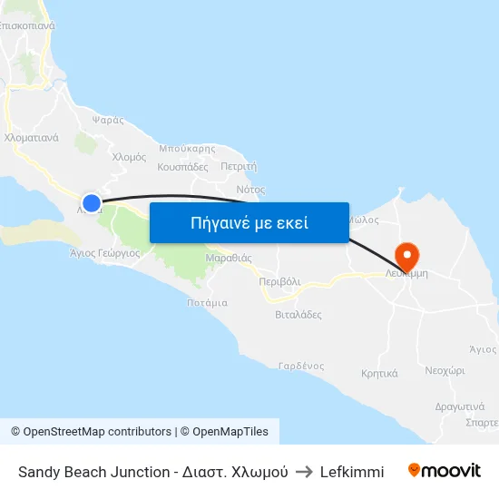 Sandy Beach Junction - Διαστ. Χλωμού to Lefkimmi map
