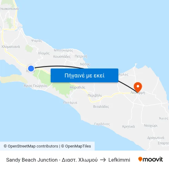 Sandy Beach Junction - Διαστ. Χλωμού to Lefkimmi map
