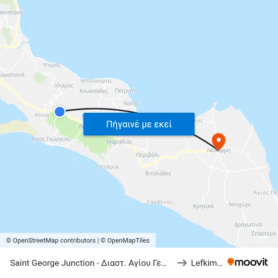 Saint George Junction - Διαστ. Αγίου Γεωργίου to Lefkimmi map