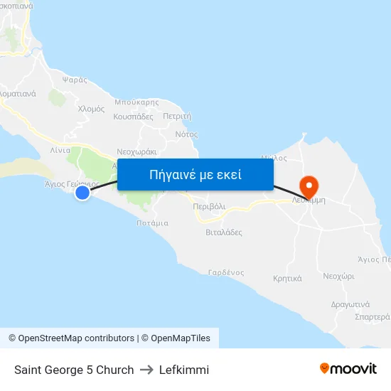 Saint George 5 Church to Lefkimmi map