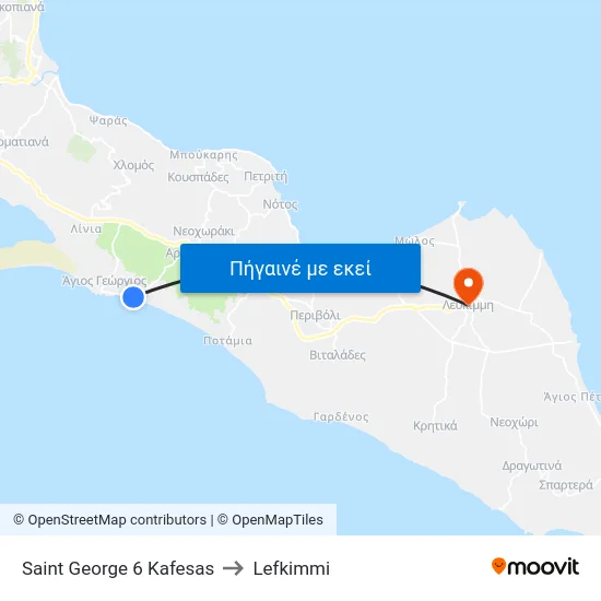 Saint George 6 Kafesas to Lefkimmi map