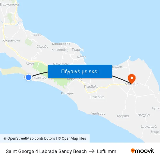 Saint George 4 Labrada Sandy Beach to Lefkimmi map