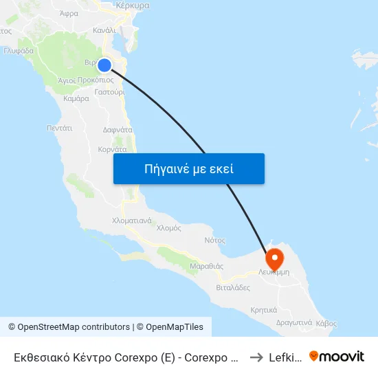 Εκθεσιακό Κέντρο Corexpo (E) - Corexpo Exhibition Center (R) to Lefkimmi map