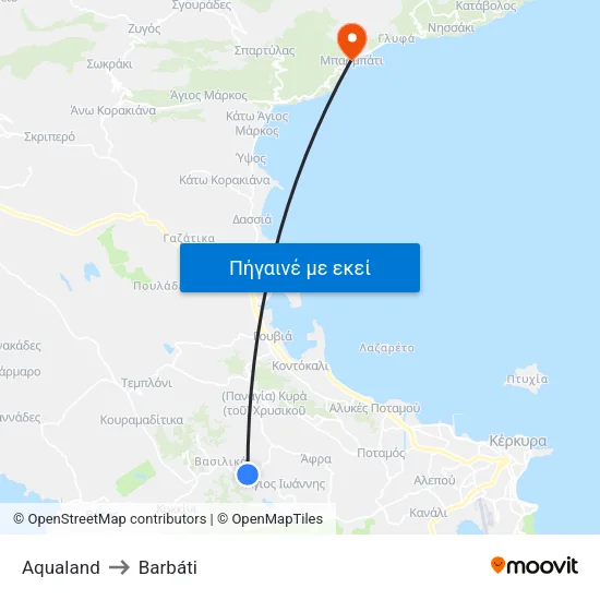 Aqualand to Barbáti map