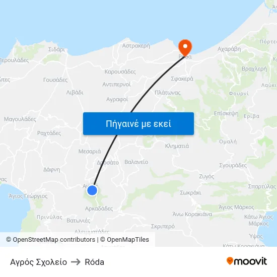 Αγρός Σχολείο to Róda map