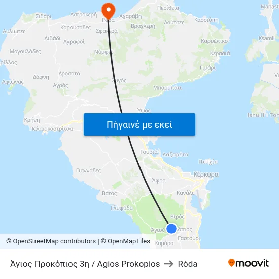 Άγιος Προκόπιος 3η / Agios Prokopios to Róda map