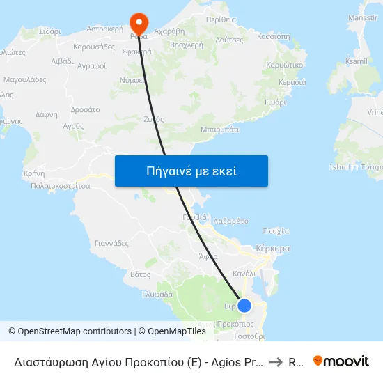 Διαστάυρωση Αγίου Προκοπίου (E) - Agios Prokopios Junction (R) to Róda map