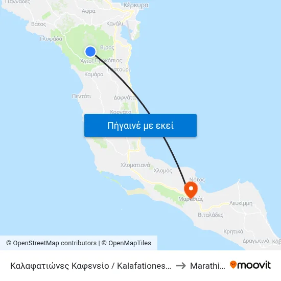 Καλαφατιώνες Καφενείο / Kalafationes Cafe to Marathias map