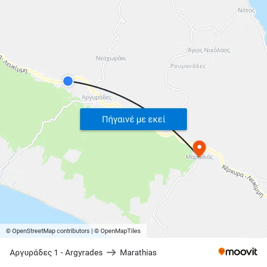 Αργυράδες 1 - Argyrades to Marathias map