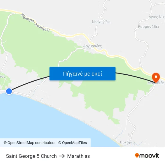 Saint George 5 Church to Marathias map