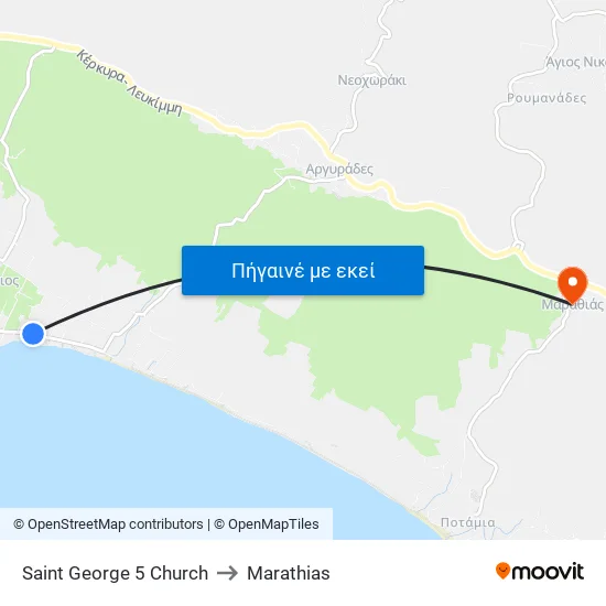 Saint George 5 Church to Marathias map