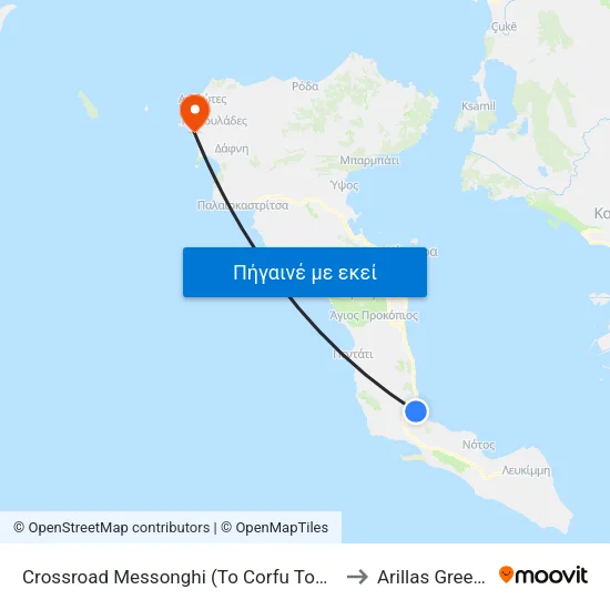 Crossroad Messonghi (To Corfu Town) to Arillas Greece map