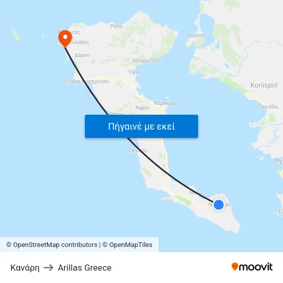 Κανάρη to Arillas Greece map