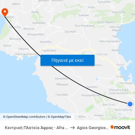 Κεντρική Πλατεία Άφρας - Afra Main Square to Agios Georgios Pagon map