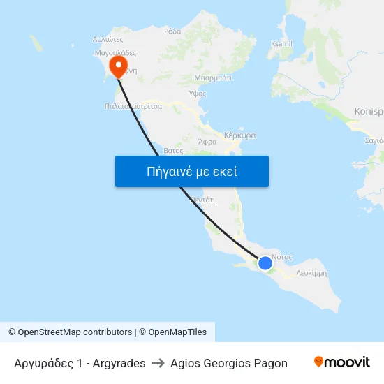 Αργυράδες 1 - Argyrades to Agios Georgios Pagon map