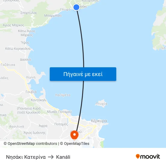 Νησάκι Κατερίνα to Kanáli map