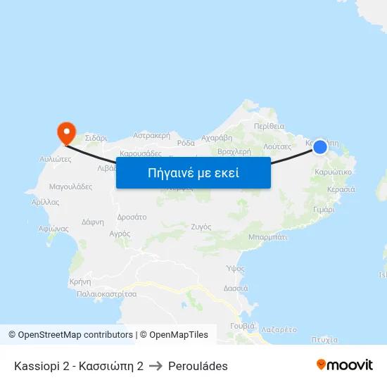 Kassiopi 2 - Κασσιώπη 2 to Perouládes map