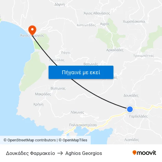 Δουκάδες Φαρμακείο to Aghios Georgios map