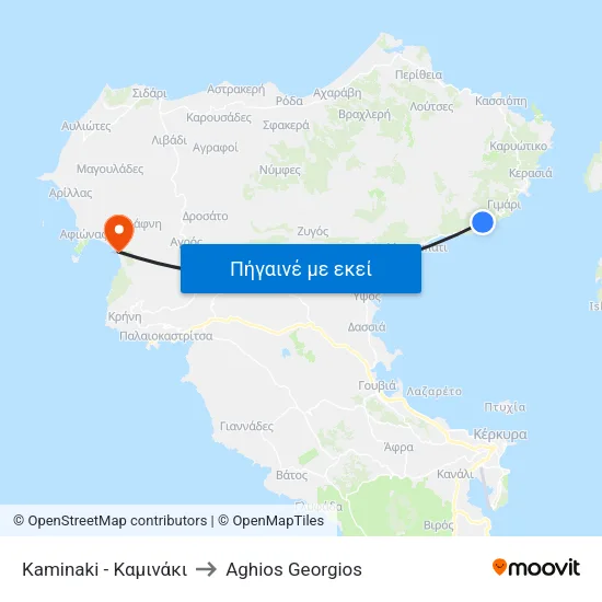 Kaminaki - Καμινάκι to Aghios Georgios map