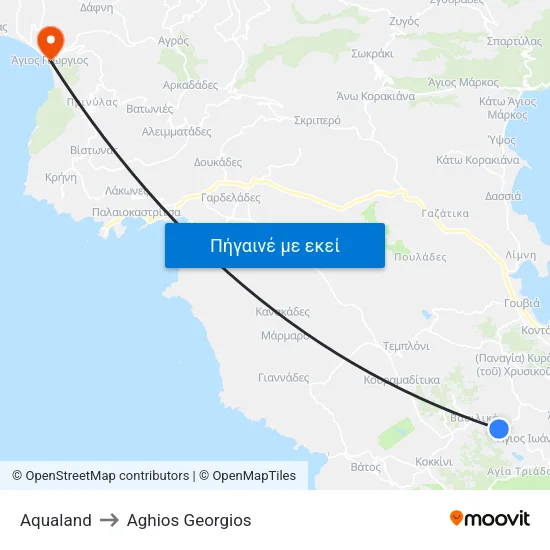 Aqualand to Aghios Georgios map