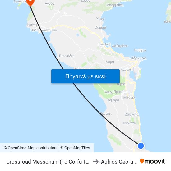 Crossroad Messonghi (To Corfu Town) to Aghios Georgios map