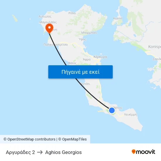 Αργυράδες 2 to Aghios Georgios map