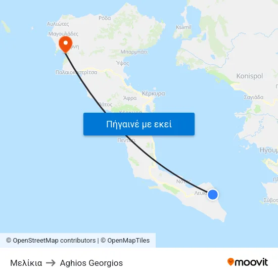 Μελίκια to Aghios Georgios map