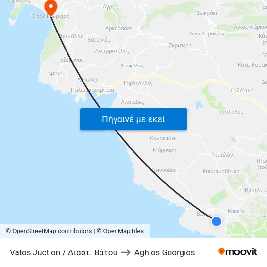 Vatos Juction / Διαστ. Βάτου to Aghios Georgios map