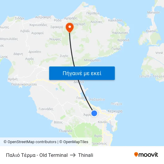Παλιό Τέρμα - Old Terminal to Thinali map