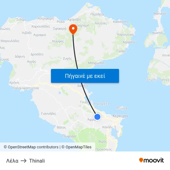 Λέλα to Thinali map