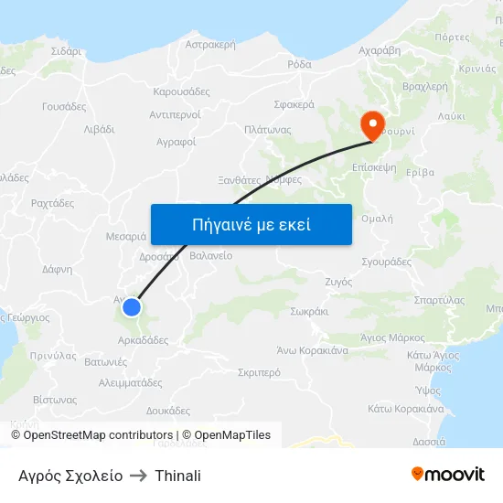 Αγρός Σχολείο to Thinali map
