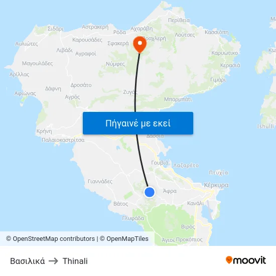 Βασιλικά to Thinali map
