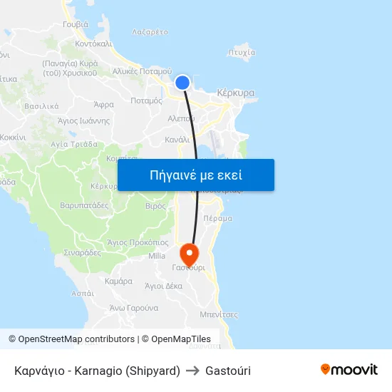 Καρνάγιο - Karnagio (Shipyard) to Gastoúri map