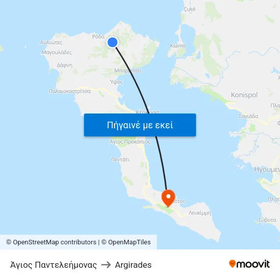Άγιος Παντελεήμονας to Argirades map