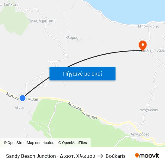 Sandy Beach Junction - Διαστ. Χλωμού to Boúkaris map